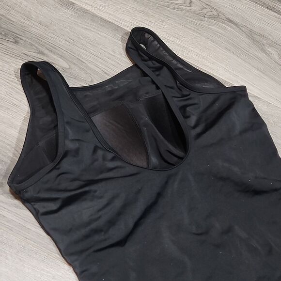 Black Mesh Gold/Silver Studded Rouched Swimsuit - Picture 5 of 6